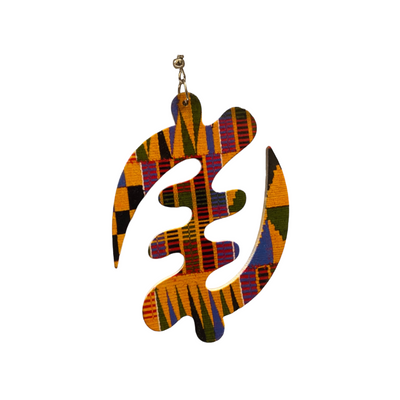 Adinkra Gye Nyame African Print Wooden Earrings 3IN